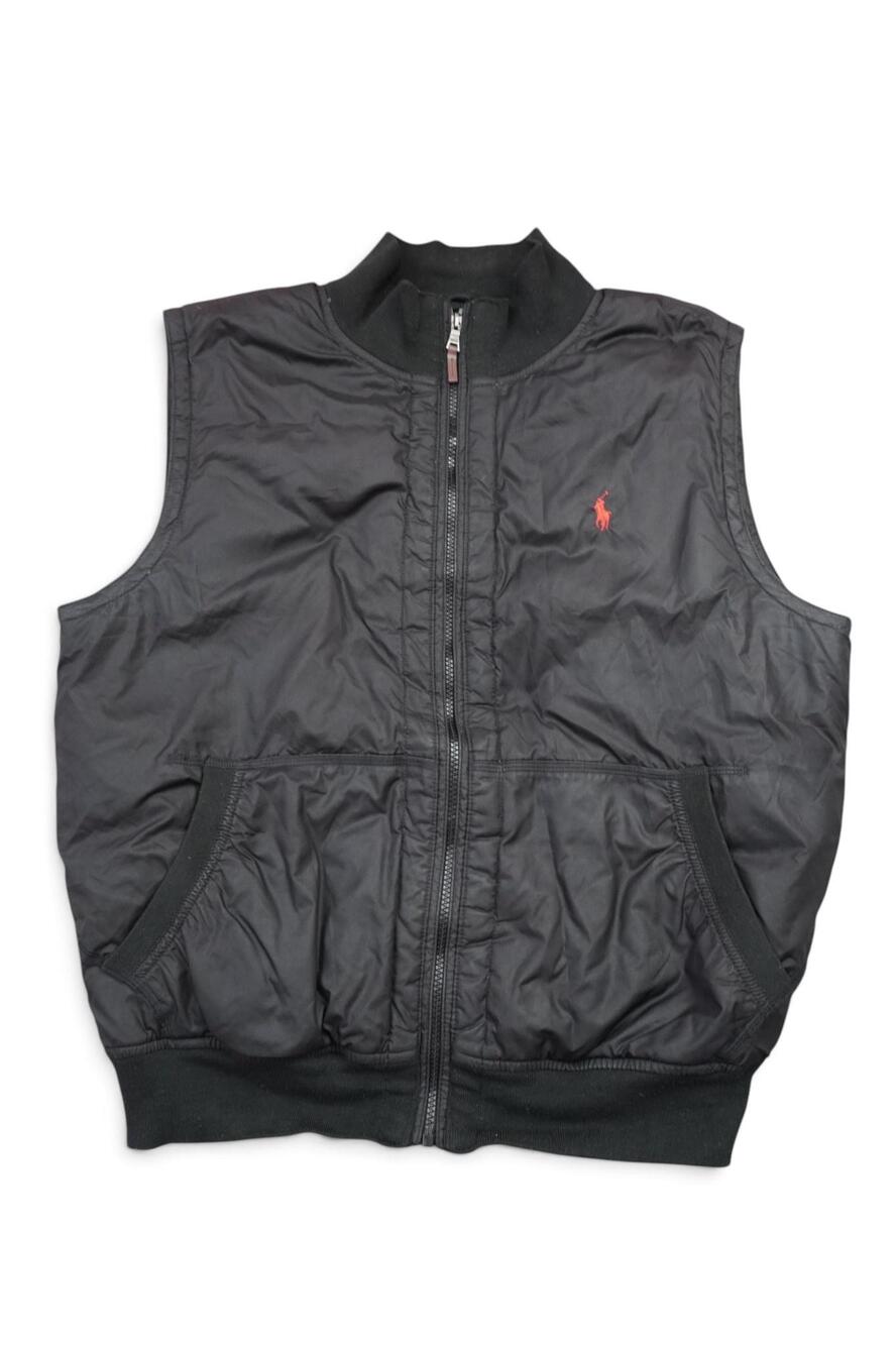 Polo Ralph Lauren Vest Mens Large Black Down Puffer Full Zip Pony Logo Outdoor